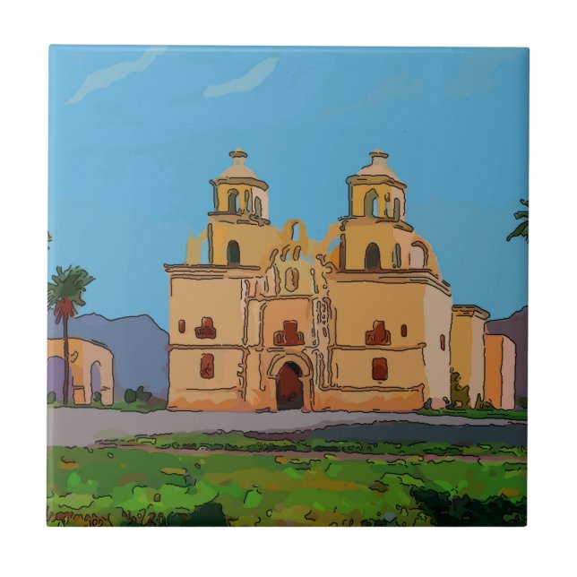 Azulejo De Cerámica Mosaico Mexicano, Misión Española Olod (Frente)