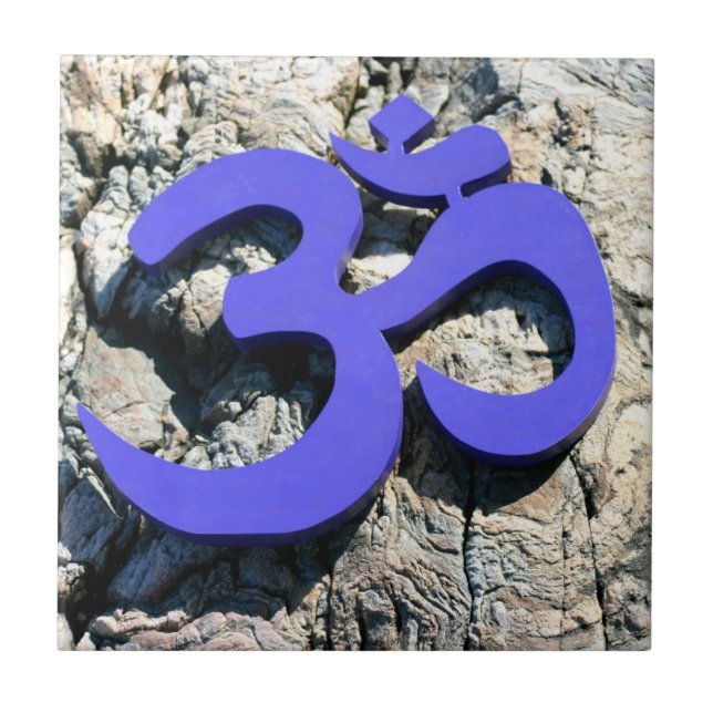 Azulejo De Cerámica mosaico Om azul (Frente)