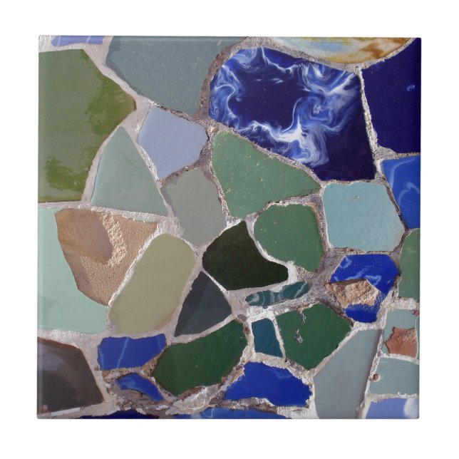 Azulejo De Cerámica Mosaicos del azul de Antonio Gaudi (Frente)