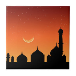 Azulejo De Cerámica Mosque Silhouette Evening Sky - Cerámica Tile