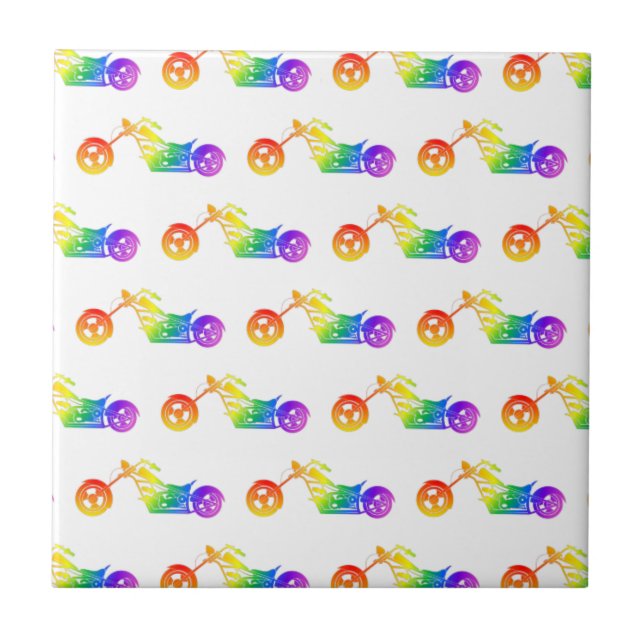 Azulejo De Cerámica Motocicleta arco iris (Frente)