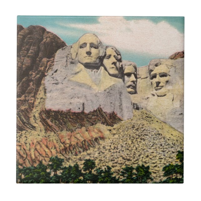 Azulejo De Cerámica Mt. Rushmore Vintage (Frente)