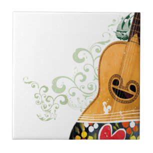 Azulejo De Cerámica Muchos símbolos de Portugal - guitarra portuguesa