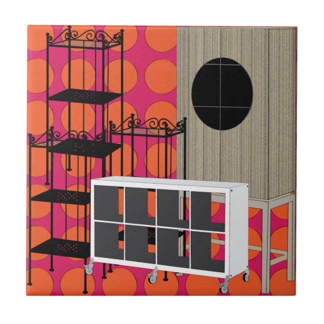 Azulejo De Cerámica Muebles Ikea Estanterías Naranja Tile (Frente)