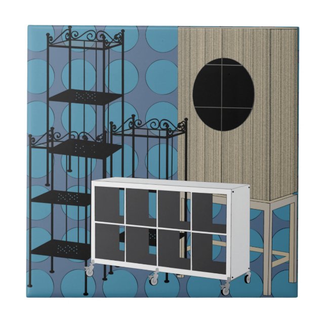 Azulejo De Cerámica Muebles Ikea Estantes Estantes Azules (Frente)