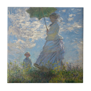 Azulejo De Cerámica Mujer de Claude Monet con un parasol 1875