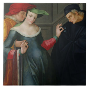 Azulejo De Cerámica Mujer entre dos edades