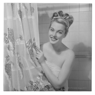 Azulejo De Cerámica Mujer envuelta para arriba