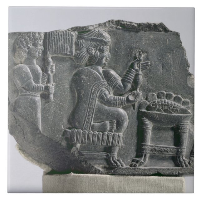 Azulejo De Cerámica Mujer que hace girar, período Neo-Elamite, c.700- (Frente)