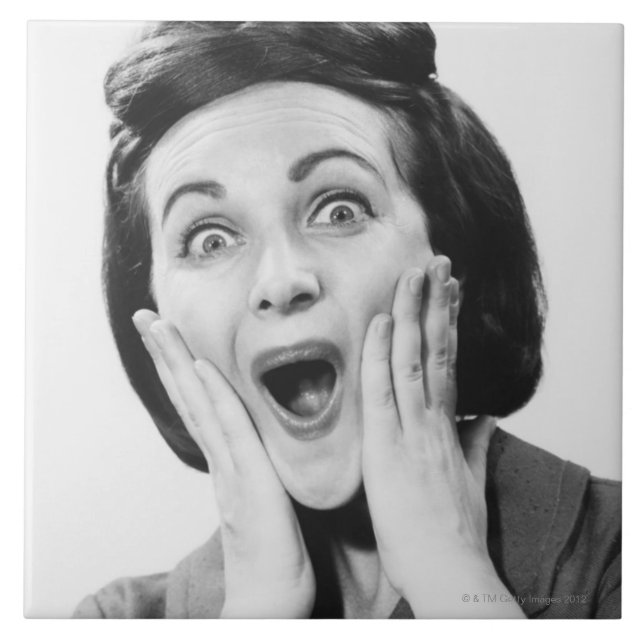 Azulejo De Cerámica Mujer que hace la cara (Frente)