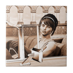 Azulejo De Cerámica Mujer Vintage