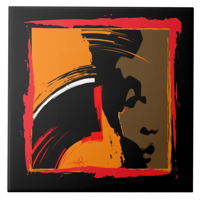 Azulejo De Cerámica Mujeres emergentes resumen arte (Frente)