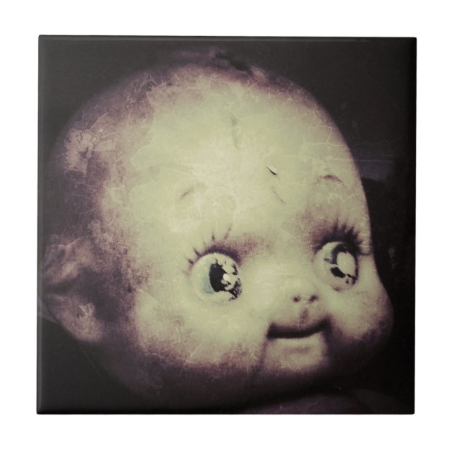 Azulejo De Cerámica Muñeca espeluznante (Frente)