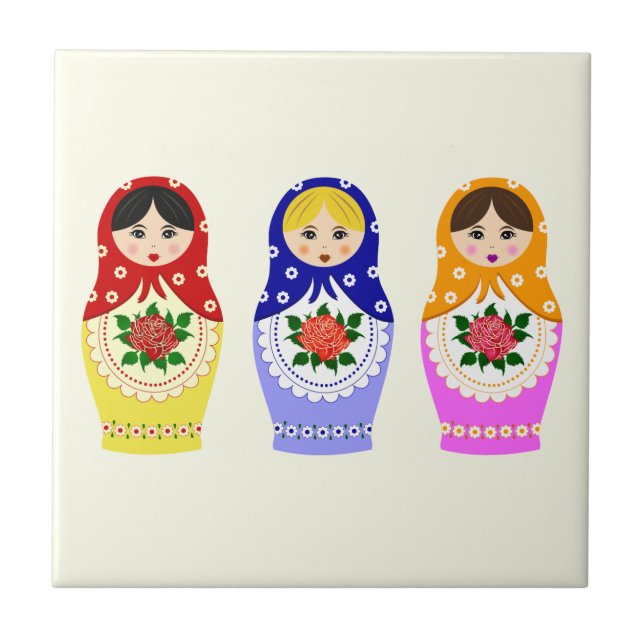 Azulejo De Cerámica Muñecas rusas del matryoshka (Frente)