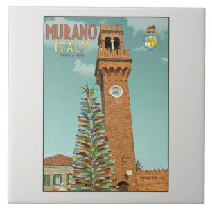 Azulejo De Cerámica Murano Camapnile y árbol de cristal