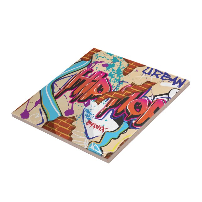 Azulejo De Cerámica Muro de graffiti de hip hop urbano. (Lado)