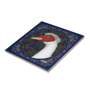 Azulejo De Cerámica Muscovy Duck Head White