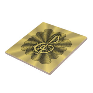 Azulejo De Cerámica Music Treble Clef Gold Personalizado