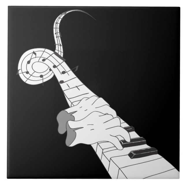 Azulejo De Cerámica Música de piano (Frente)