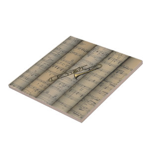 Azulejo De Cerámica Musical rodado ~ del ~ del fondo de la partitura