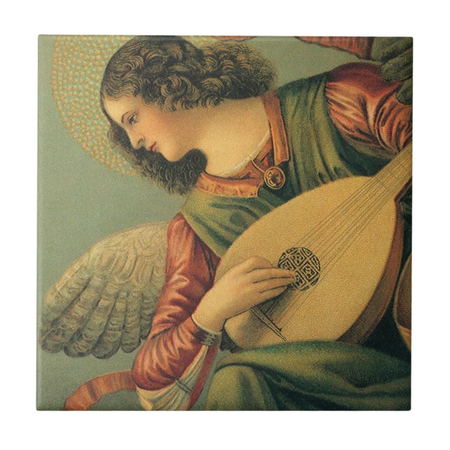 Azulejo De Cerámica Músico Ángel, Melozzo da Forli, arte renacentista (Frente)