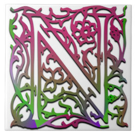 Azulejo De Cerámica N Monograma "Jardín Besque" Tile cerámico