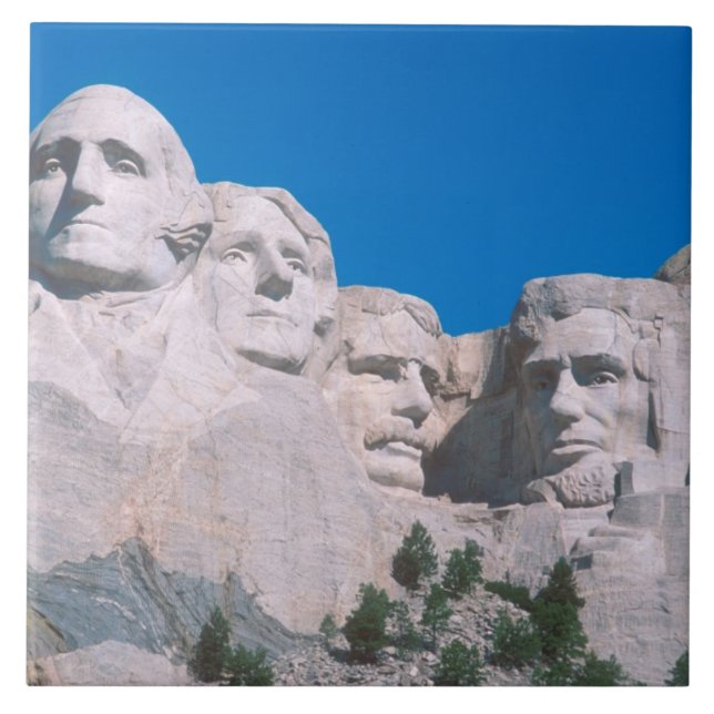 Azulejo De Cerámica NA, EE. UU., SD, Monte Rushmore. (Frente)