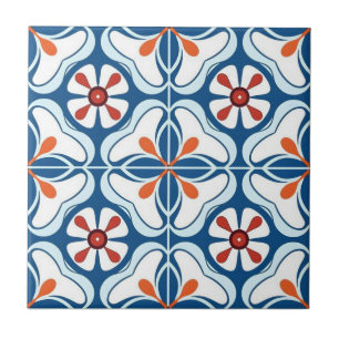 Azulejo de cerámica - Naranja Azul Blanco