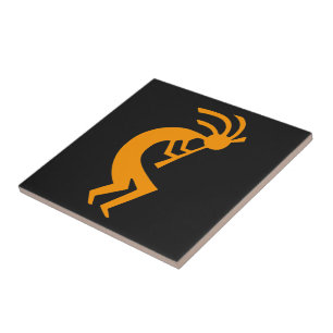 Azulejo De Cerámica Naranja de Kokopelli