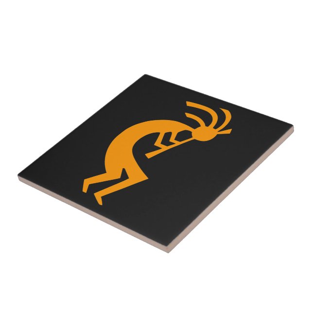 Azulejo De Cerámica Naranja de Kokopelli (Lado)
