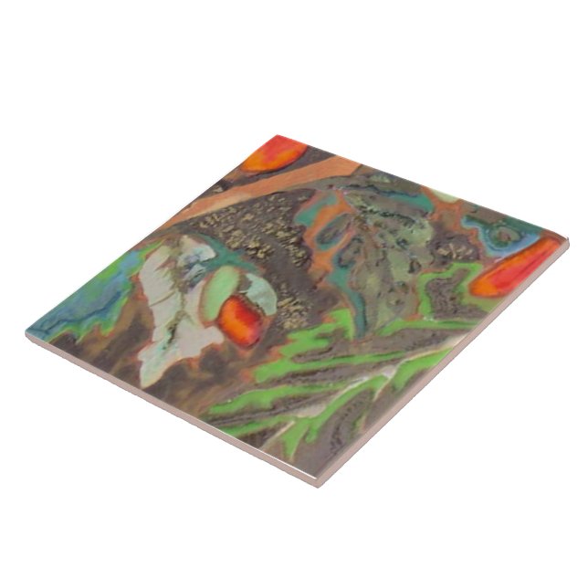 Azulejo De Cerámica Naranja Hibiscus Parte 10 de 12 (Lado)