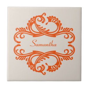 Azulejo De Cerámica Naranja Moda Damask Tile