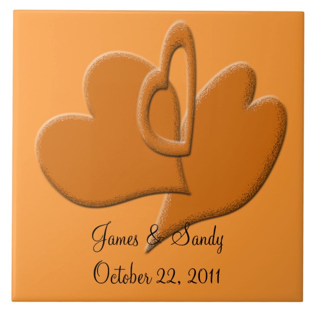 Azulejo De Cerámica Naranja Naranja Personalizado de conexión de arte  (Frente)