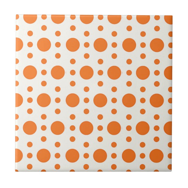 Azulejo De Cerámica Naranja Polka Dot Retro Diseño (Frente)