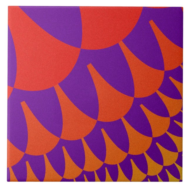 Azulejo De Cerámica Naranja Rojo personalizado Escala Grandes Niveles (Frente)