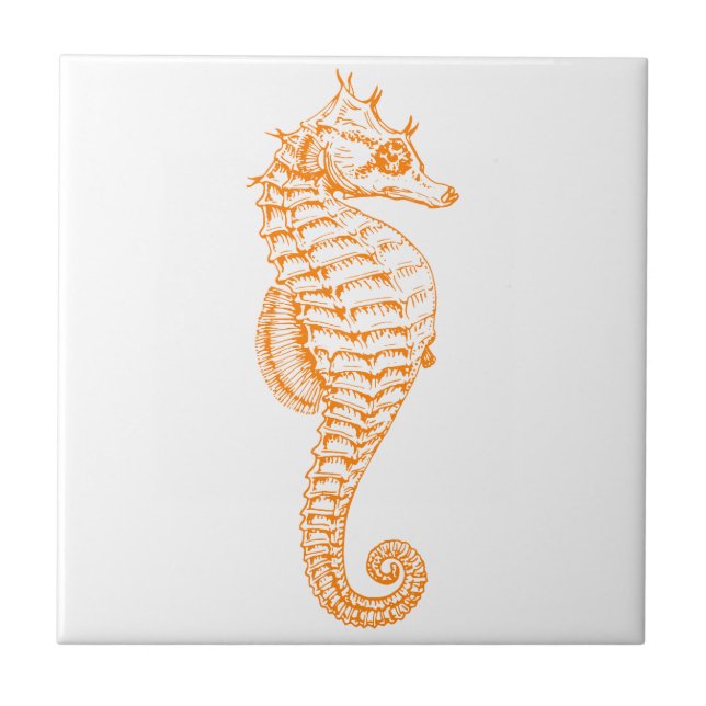 Azulejo De Cerámica Naranja Seahorse (Frente)