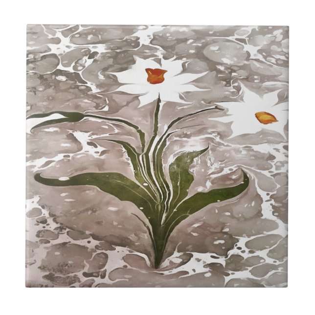 Azulejo De Cerámica Narciso En Mármol (Frente)