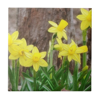 Azulejo De Cerámica Narcisos amarillos brillantes