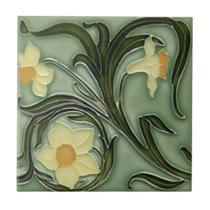 Azulejo de Cerámica - Narcisos Art Nouveau 2