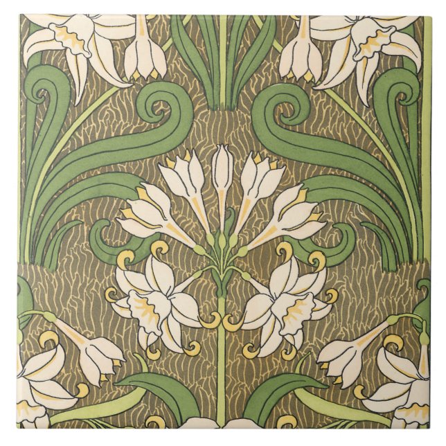 Azulejo De Cerámica Narcisos de Nouveau del arte (Frente)