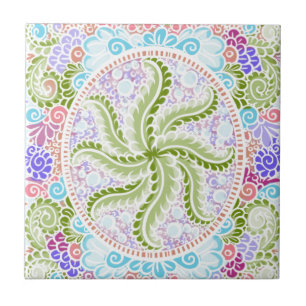 Azulejo De Cerámica Naturaleza Pastel Mandala Art