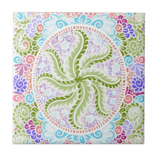 Azulejo De Cerámica Naturaleza Pastel Mandala Art