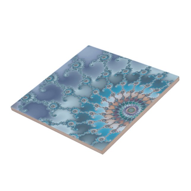 Azulejo De Cerámica Nautilus - arte del fractal (Lado)