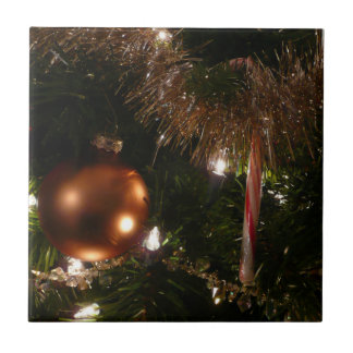 Azulejo De Cerámica Navidad Árbol II Festividad Rojo y Oro