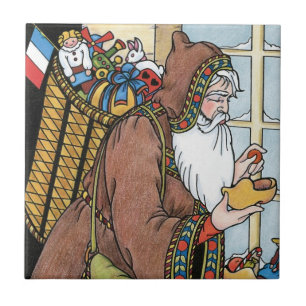 Azulejo De Cerámica Navidad Vintage, juguetes de Santa Claus zuecos za