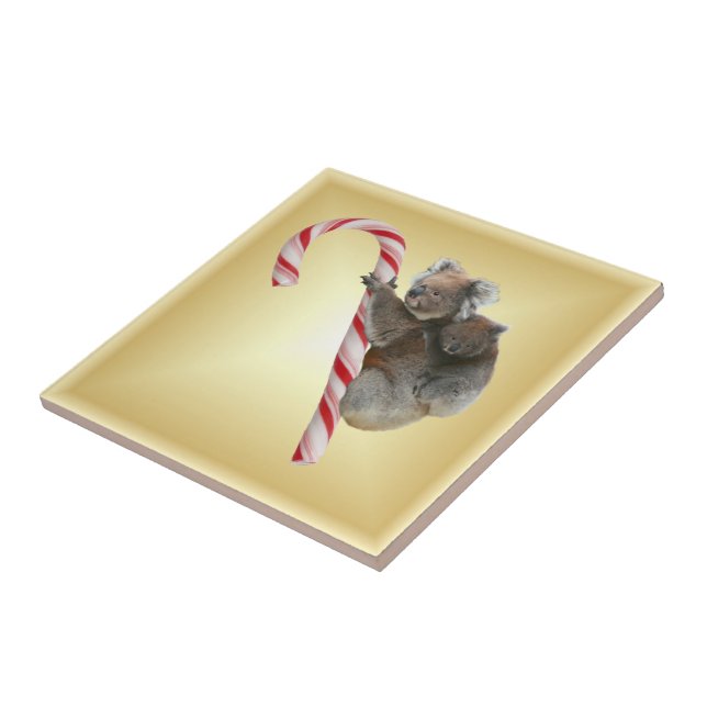 Azulejo De Cerámica Navidades Candy Cane Koalas (Lado)