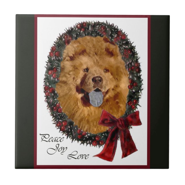 Azulejo De Cerámica Navidades Chow Chow (Frente)