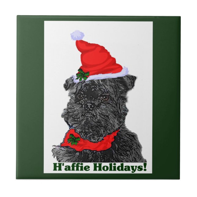 Azulejo De Cerámica Navidades de Affenpinscher (Frente)