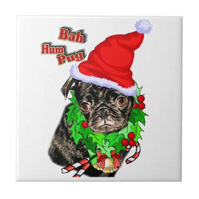 Azulejo De Cerámica Navidades de Bah Hum Pug (Frente)