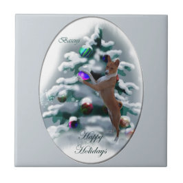 Azulejo De Cerámica Navidades de Basenji
